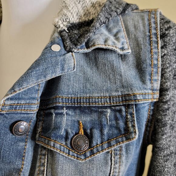 Denim Vest Hoodie Jacket, Size Medium, Blue Jean Heather Grey - Picture 7 of 10